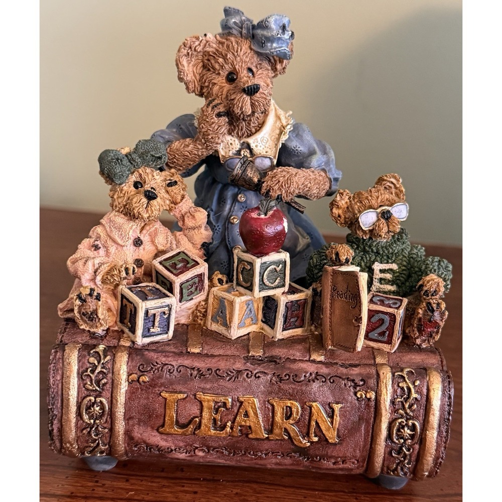 Boyds‎ Bear Ms Bruin & Bailey The Lesson Musical Figurine Music Box 270554